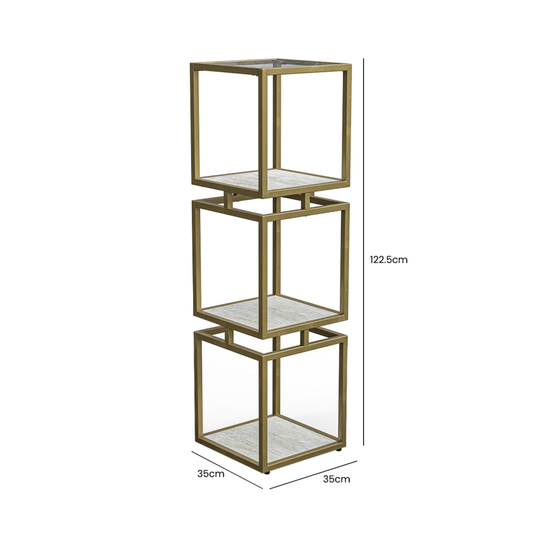 The 3-Tier Square Display Unit in Cream and Gold