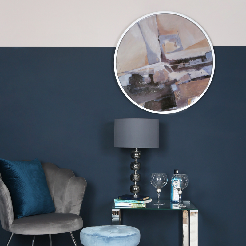 Circle Nude Pink And Silver Wood Abstract Wall Art