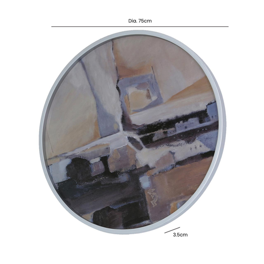 Circle Nude Pink And Silver Wood Abstract Wall Art