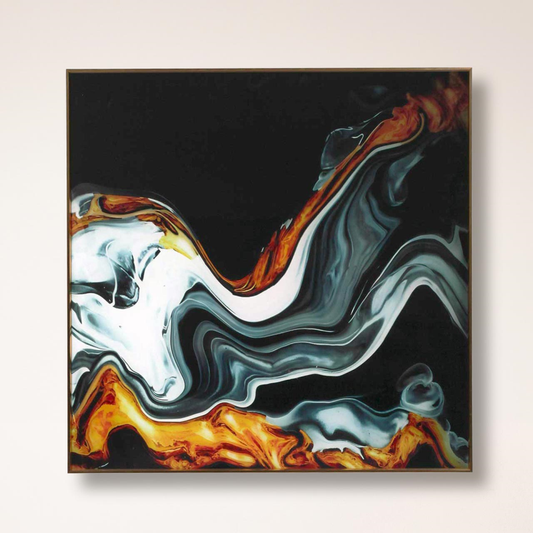 Abstract Design 80cm Black Blue Yellow Wallart