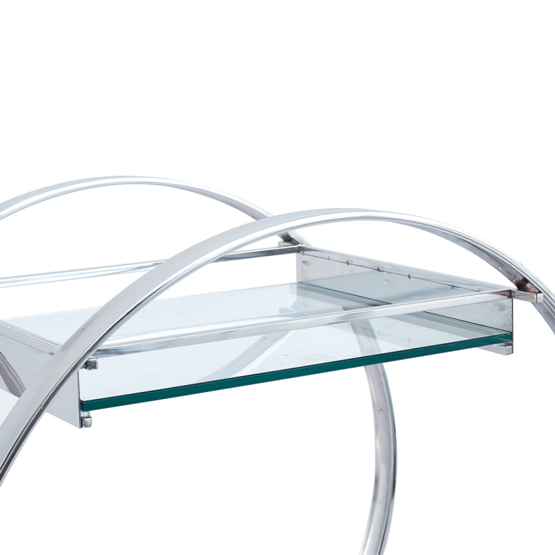 Chrome Metal and Clear Glass Drinks Trolley