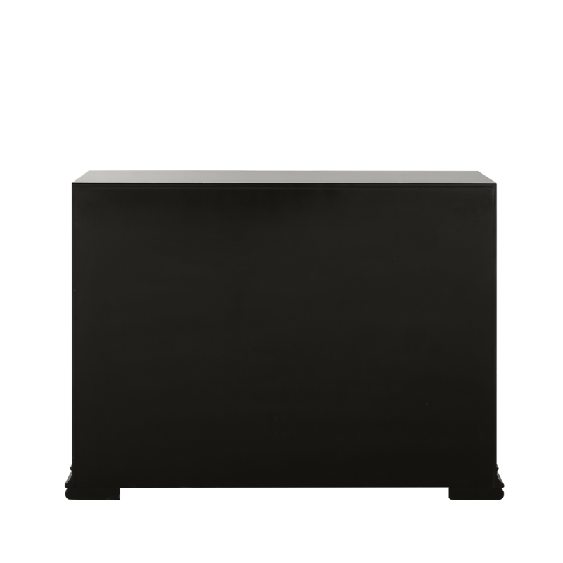 The grey three-drawer chest