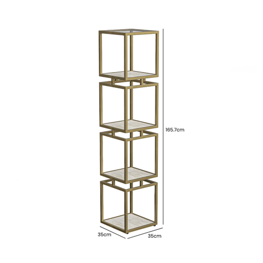The 4-Tier Square Display Unit in Cream and Gold
