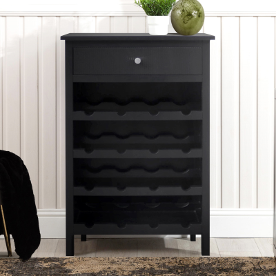 The Black 1 Drawer Wine Rack Storage Cabinet