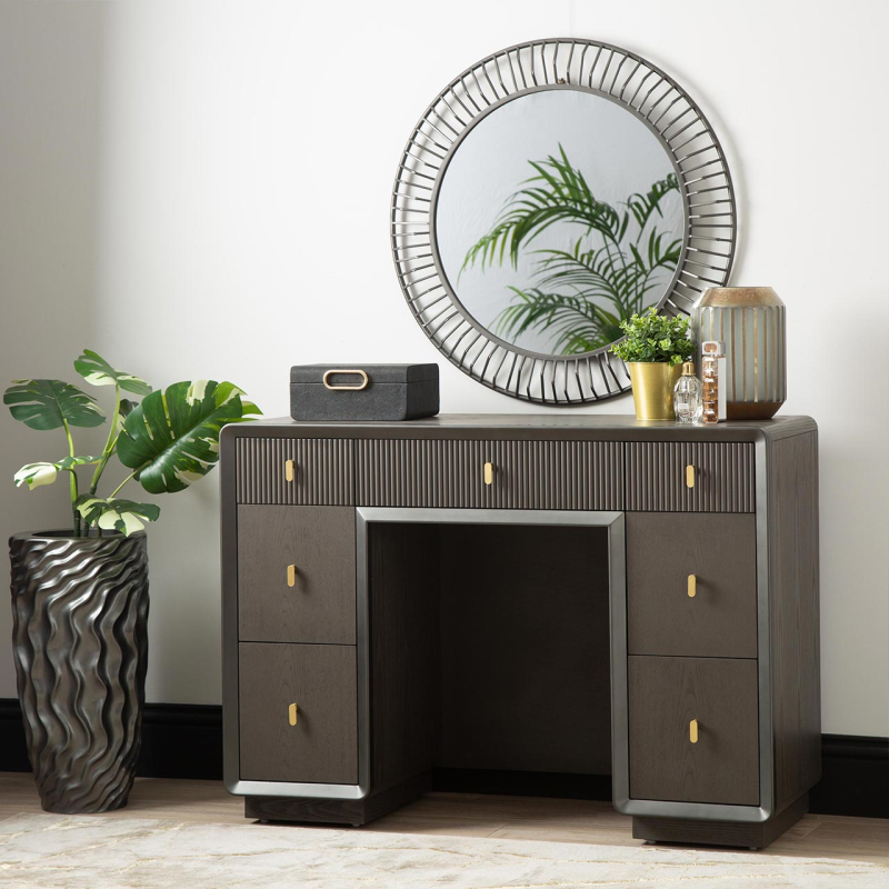 The Smoke Grey Elm 7 Drawer Dressing Table