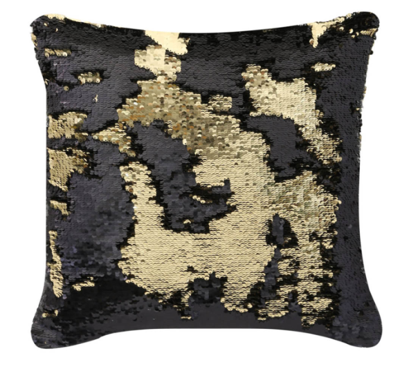 Black & Gold Two-Tone Sequin Cushion 40x40