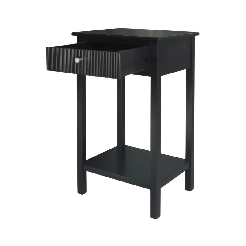 1 Drawer End Table Black with Gold Handles