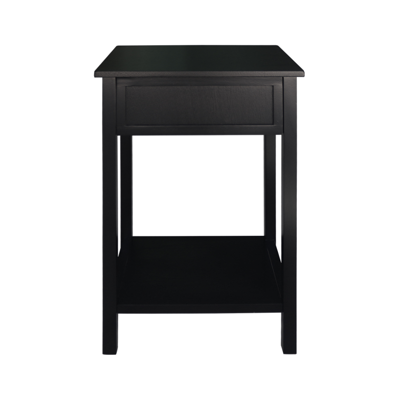 1 Drawer End Table Black with Gold Handles