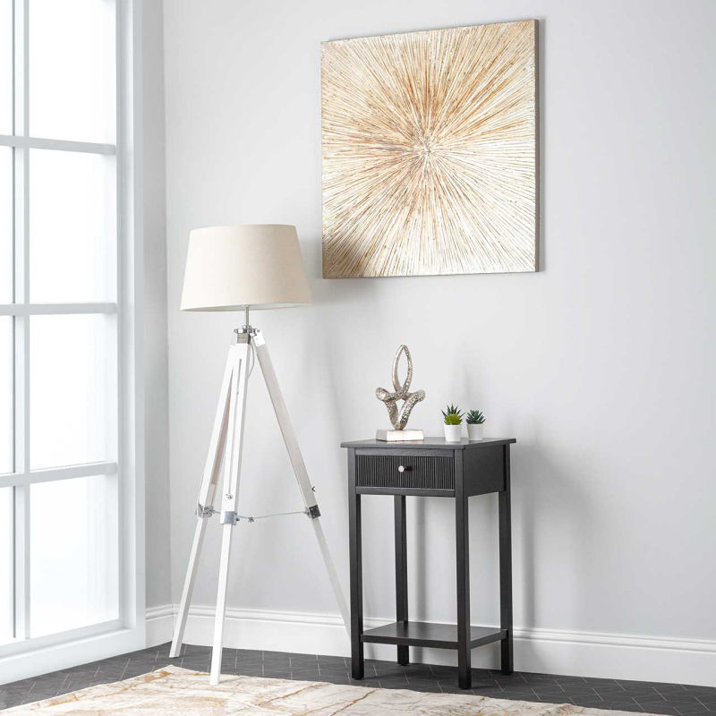 1 Drawer End Table Black with Gold Handles