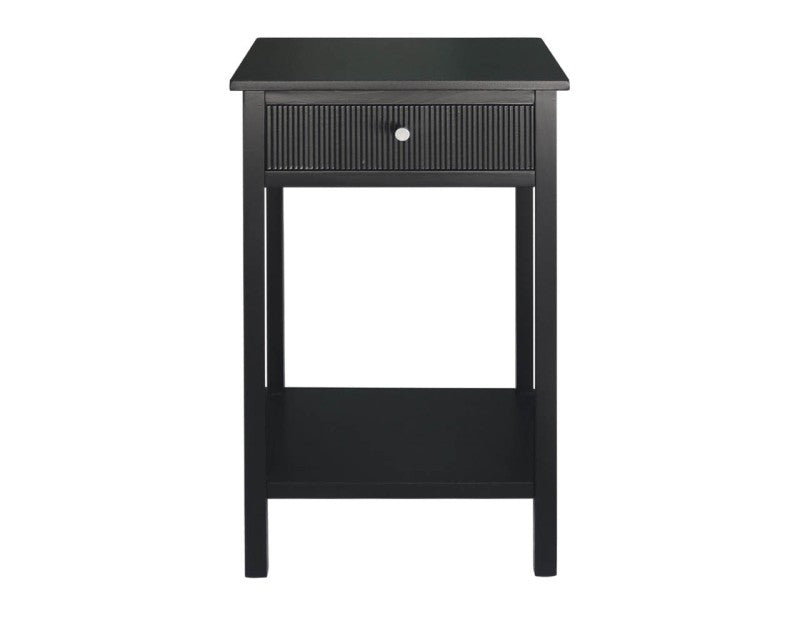 1 Drawer End Table Black with Gold Handles