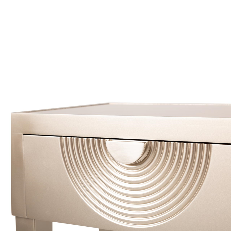 2 Drawer Console Table Gold with Gold Mirror Top and Silver Handles