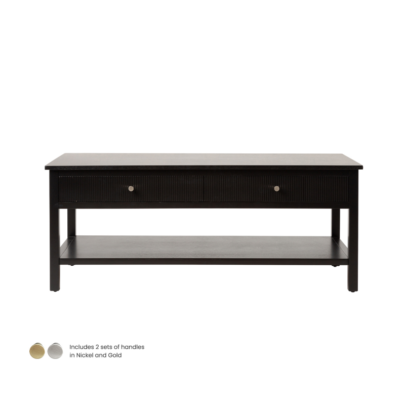 Black 2 Drawer Coffee Table