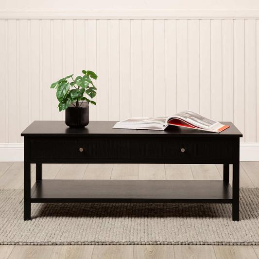 Black 2 Drawer Coffee Table