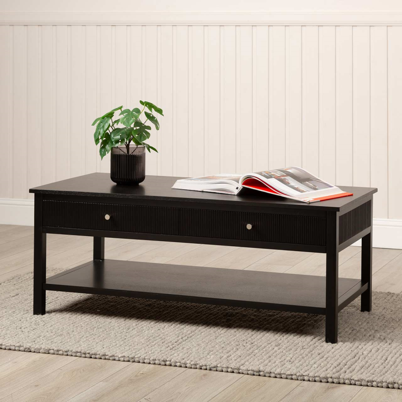 Black 2 Drawer Coffee Table