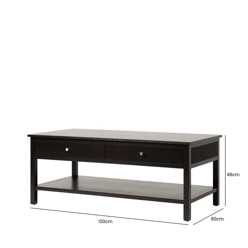 Black 2 Drawer Coffee Table