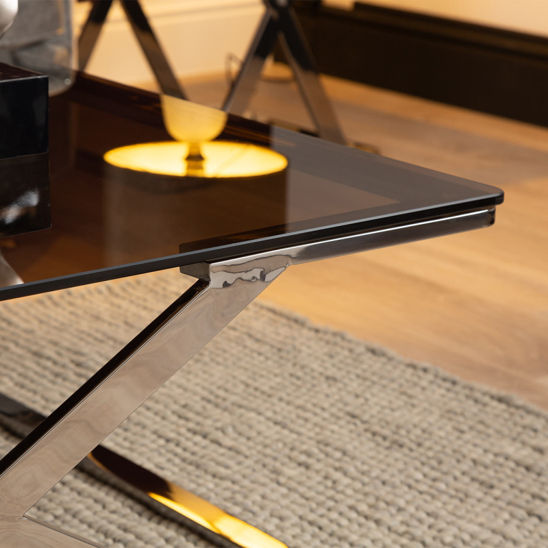 Axel Grey Gunmetal with Smoke Glass Coffee Table