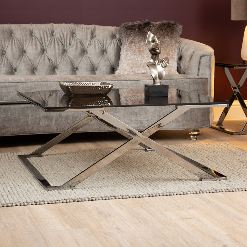 Axel Grey Gunmetal with Smoke Glass Coffee Table