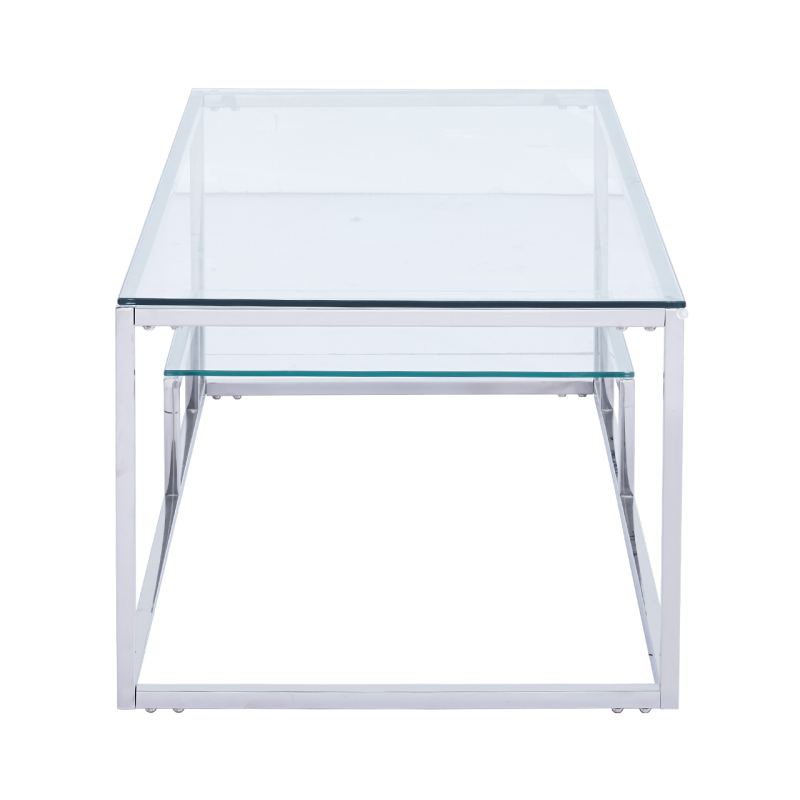 2 Tier Coffee Table Stainless Steel Glass T