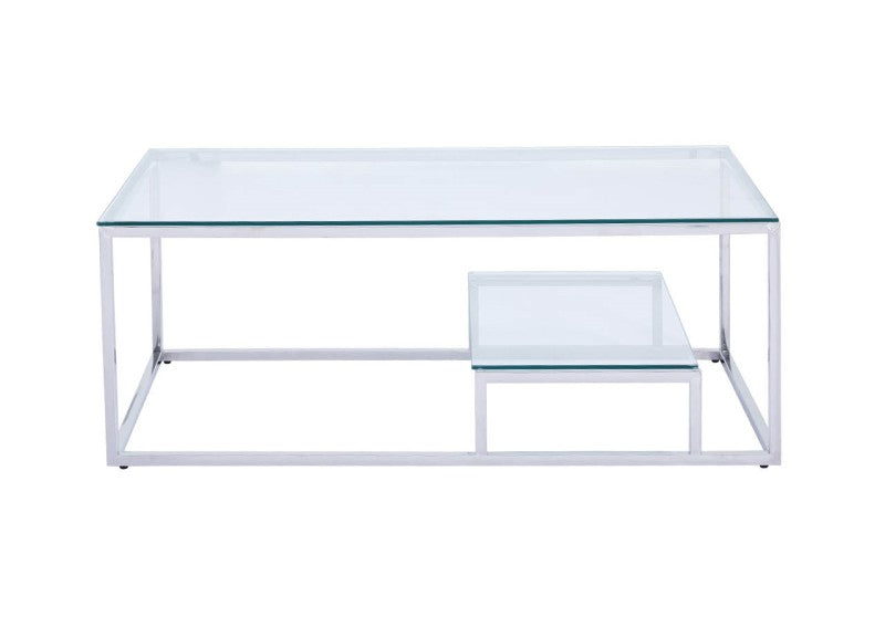 2 Tier Coffee Table Stainless Steel Glass T