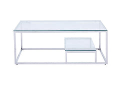 2 Tier Coffee Table Stainless Steel Glass T
