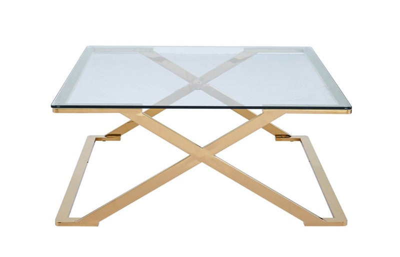 Axel Gold Metal with Clear Glass Coffee Table