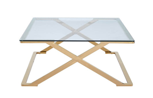 Axel Gold Metal with Clear Glass Coffee Table