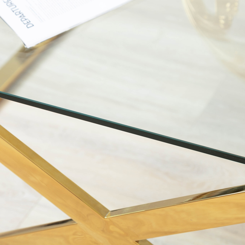 Axel Gold Metal with Clear Glass Coffee Table