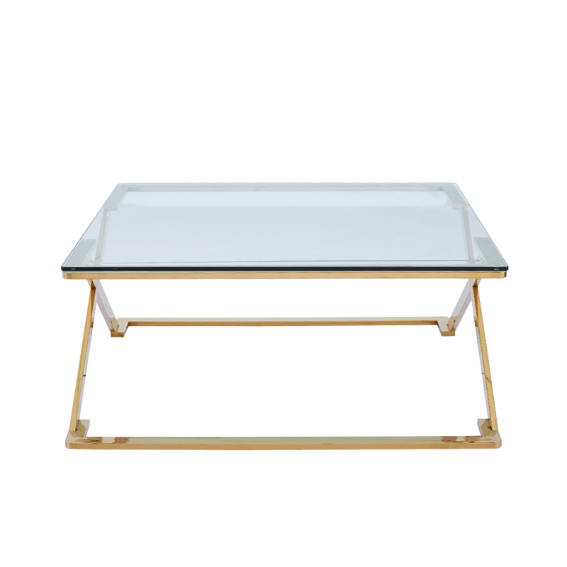 Axel Gold Metal with Clear Glass Coffee Table