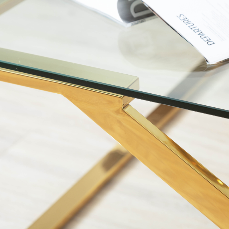 Axel Gold Metal with Clear Glass Coffee Table