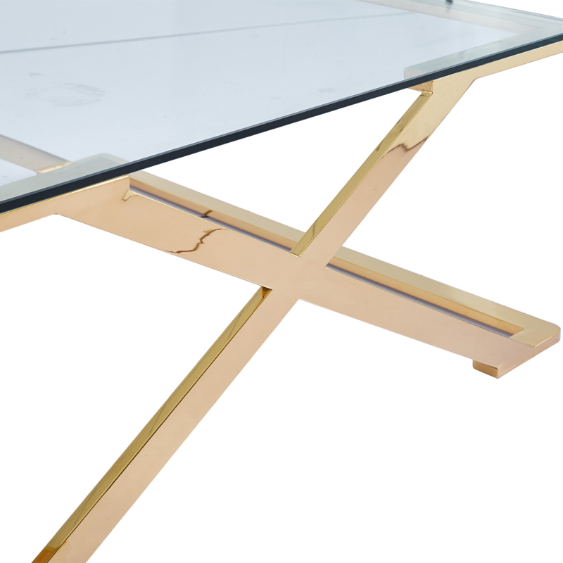 Axel Gold Metal with Clear Glass Coffee Table