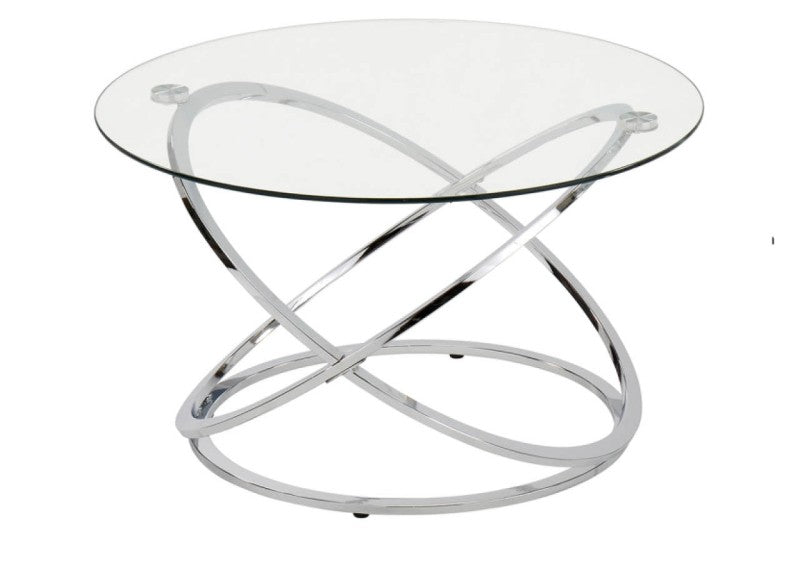 Rizzo Chrome Coffee Table Glass Top