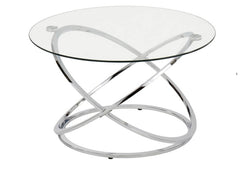 Rizzo Chrome Coffee Table Glass Top