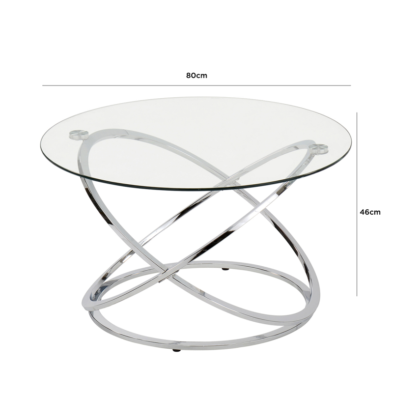 Rizzo Chrome Coffee Table Glass Top