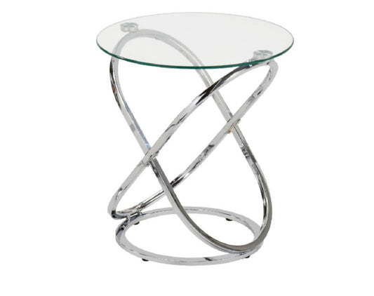 The Rizzo Chrome End Table with Glass Top