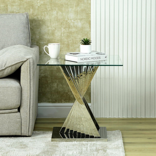 The Stainless Steel End Table with Clear