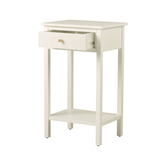 1 Drawer End Table White with Gold Handles