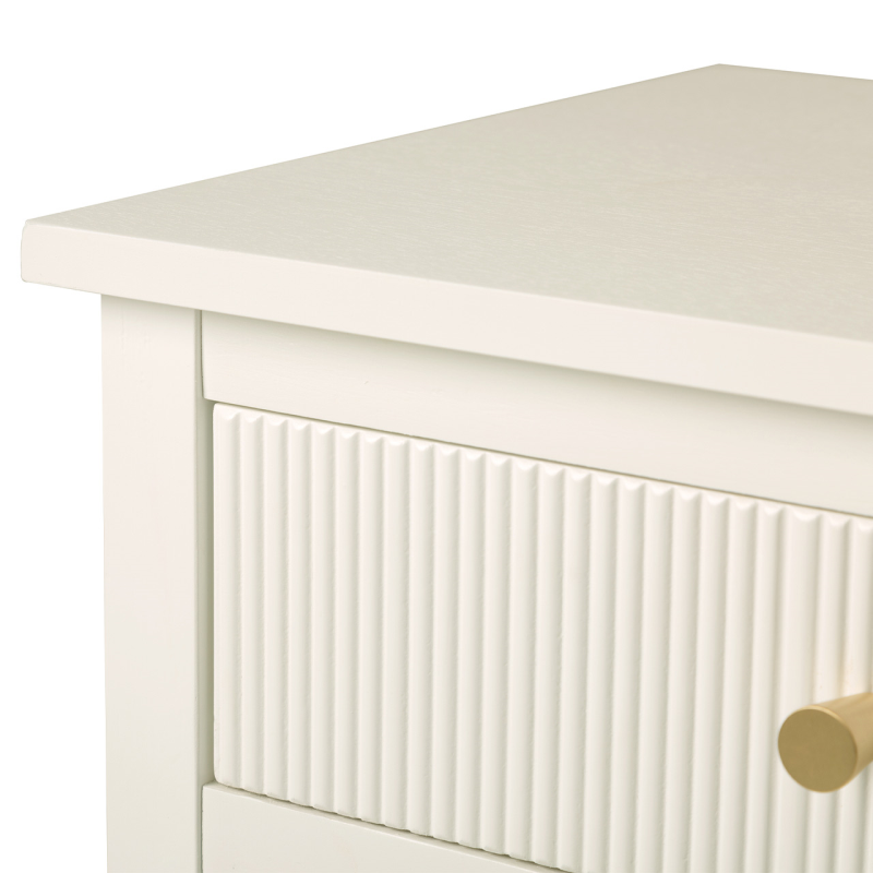 1 Drawer End Table White with Gold Handles