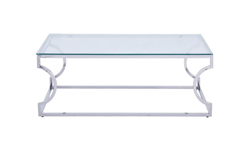 Alvis Stainless Steel Coffee Table Glass Top
