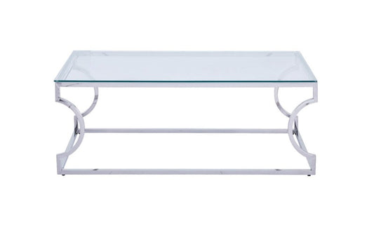 Alvis Stainless Steel Coffee Table Glass Top