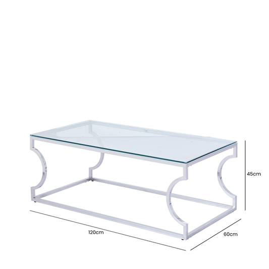 Alvis Stainless Steel Coffee Table Glass Top