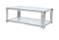 Steel Tubes and Clear Glass Coffee Table