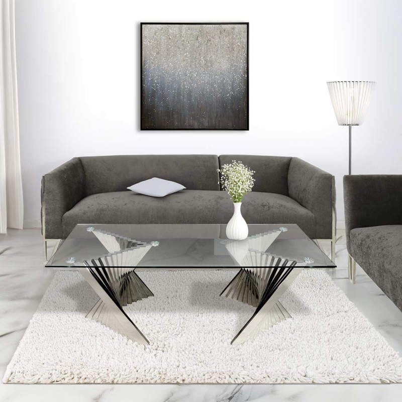 Lucy Stainless Steel Coffee Table with Clear