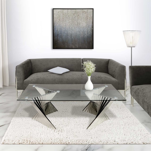 Lucy Stainless Steel Coffee Table with Clear