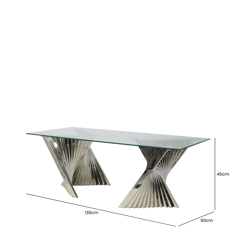Lucy Stainless Steel Coffee Table with Clear