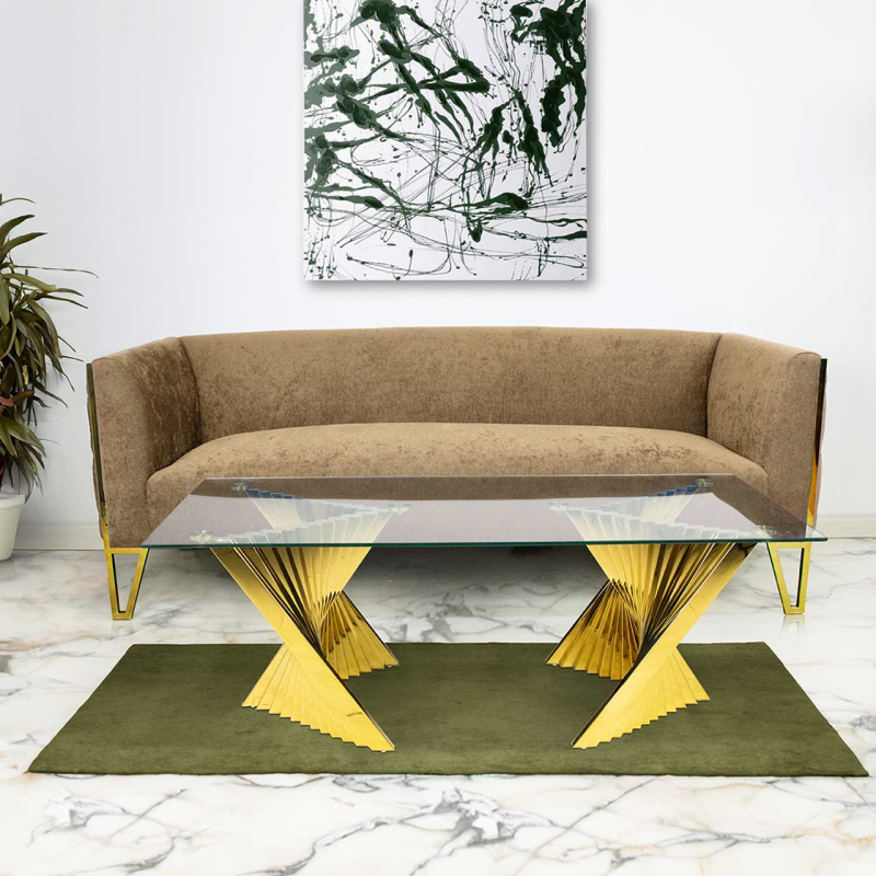 Lucy Gold Metal Coffee Table with Clear