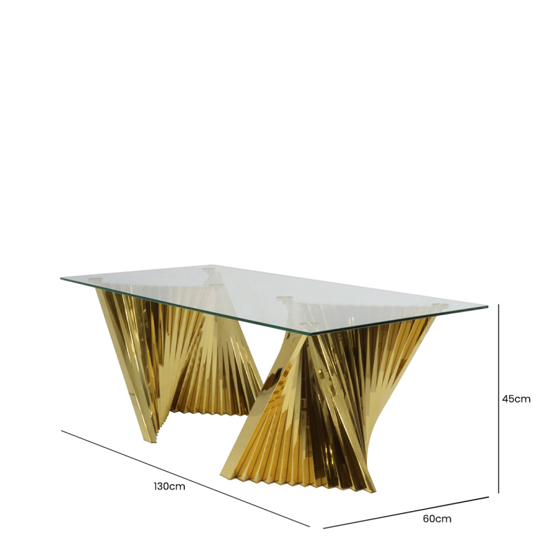 Lucy Gold Metal Coffee Table with Clear