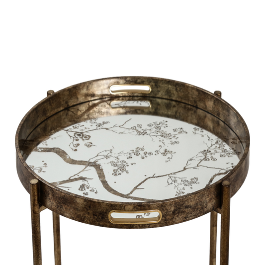 Antique Gold and Mirror Top End Table