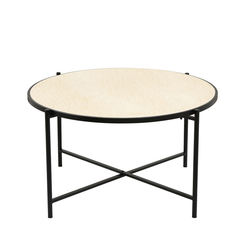 Black Metal Coffee Table with Travertine Marble Top