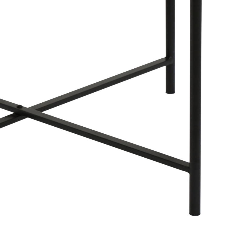 Black Metal Coffee Table with Travertine Marble Top