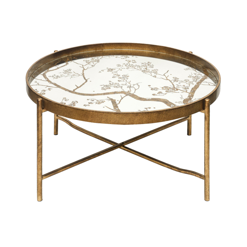 Antique Gold and Mirror Top Coffee Table